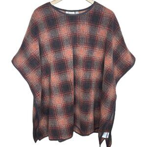 𝅺denim and company plaid pullover poncho